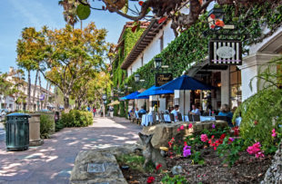 Santa Barbara, Shops on State Street in the city of Santa Barbara in southern California